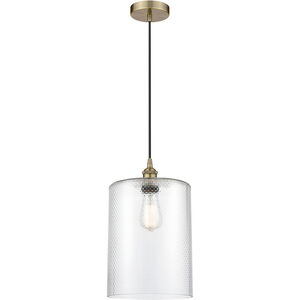 Edison Cobbleskill LED 9 inch Antique Brass Mini Pendant Ceiling Light in Clear Glass