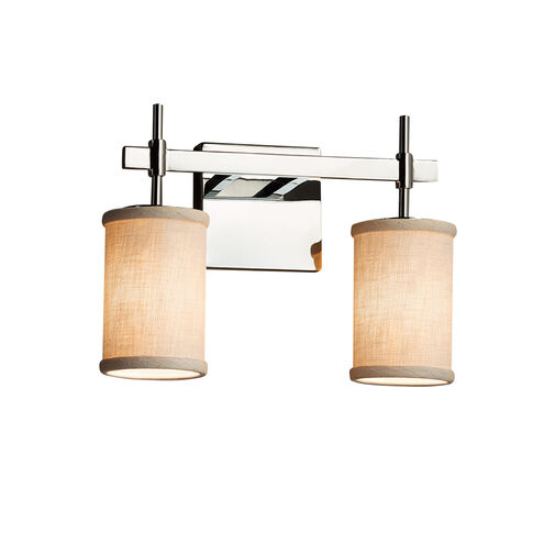 Textile 2 Light 13 inch Brushed Nickel Vanity Light Wall Light in Cream, Square with Flat Rim, Incandescent