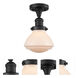 Franklin Restoration Olean LED 7 inch Matte Black Semi-Flush Mount Ceiling Light in Matte White Glass, Franklin Restoration