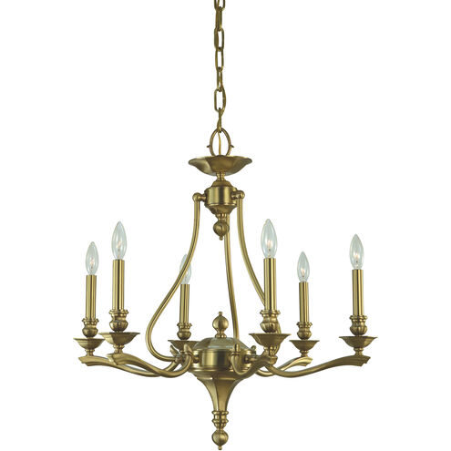 Fin De Siecle 6 Light 25 inch Brushed Brass Dining Chandelier Ceiling Light