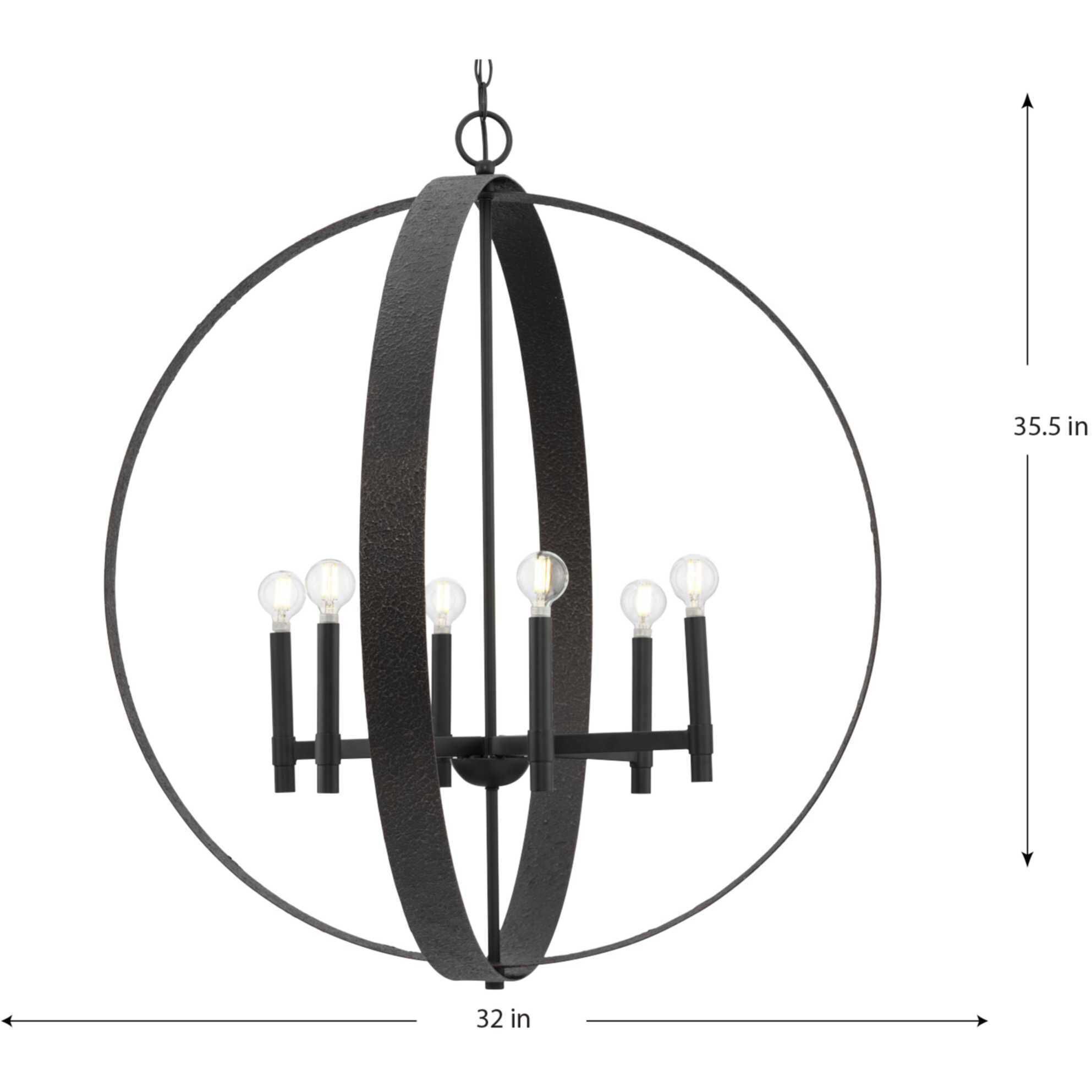 Allegheny 6 Light 32 inch Matte Black Chandelier Ceiling Light, Design Series