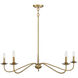 Traditional 5 Light 42 inch Natural Brass Chandelier Ceiling Light