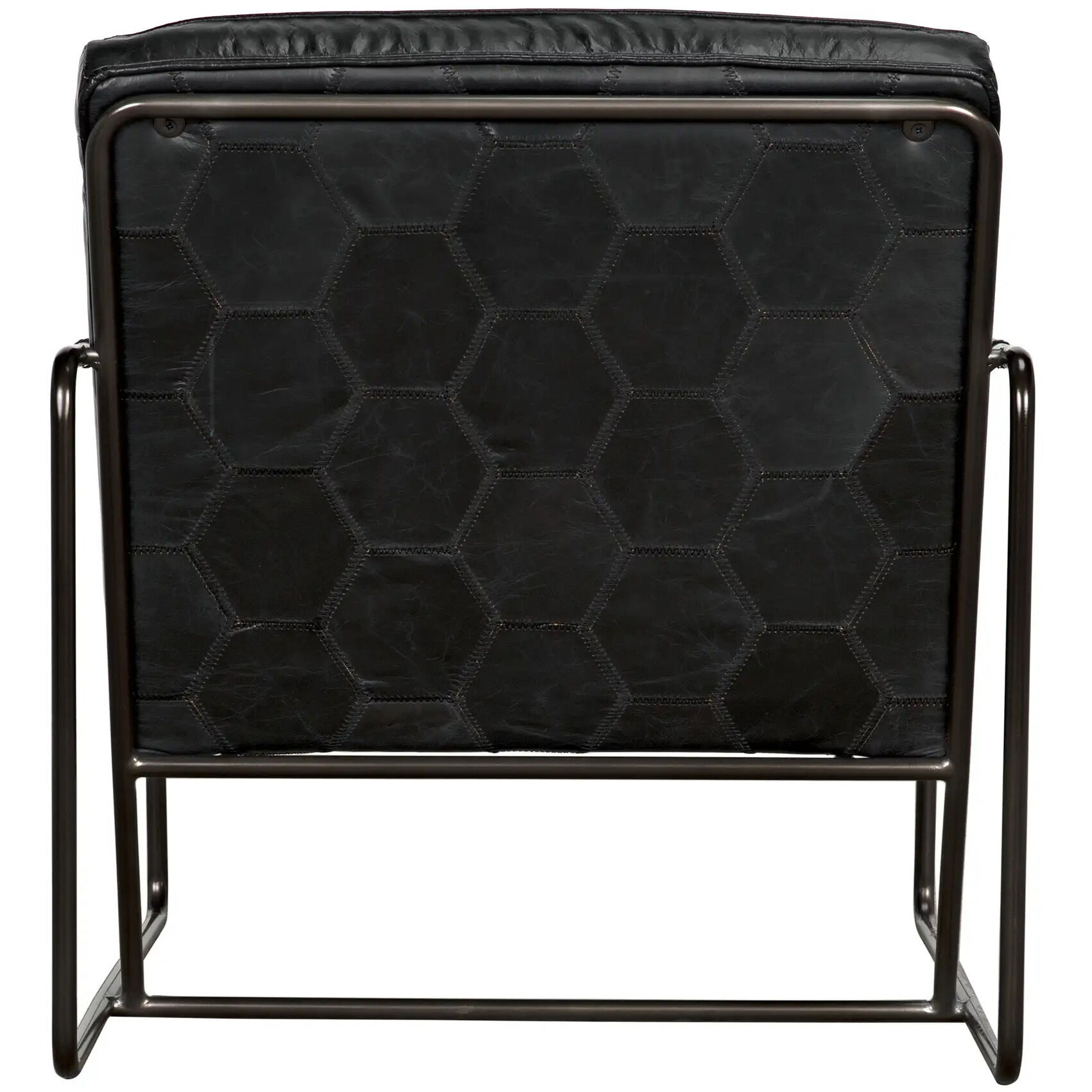 Demeter Metal and Black Leather Occasional Chair