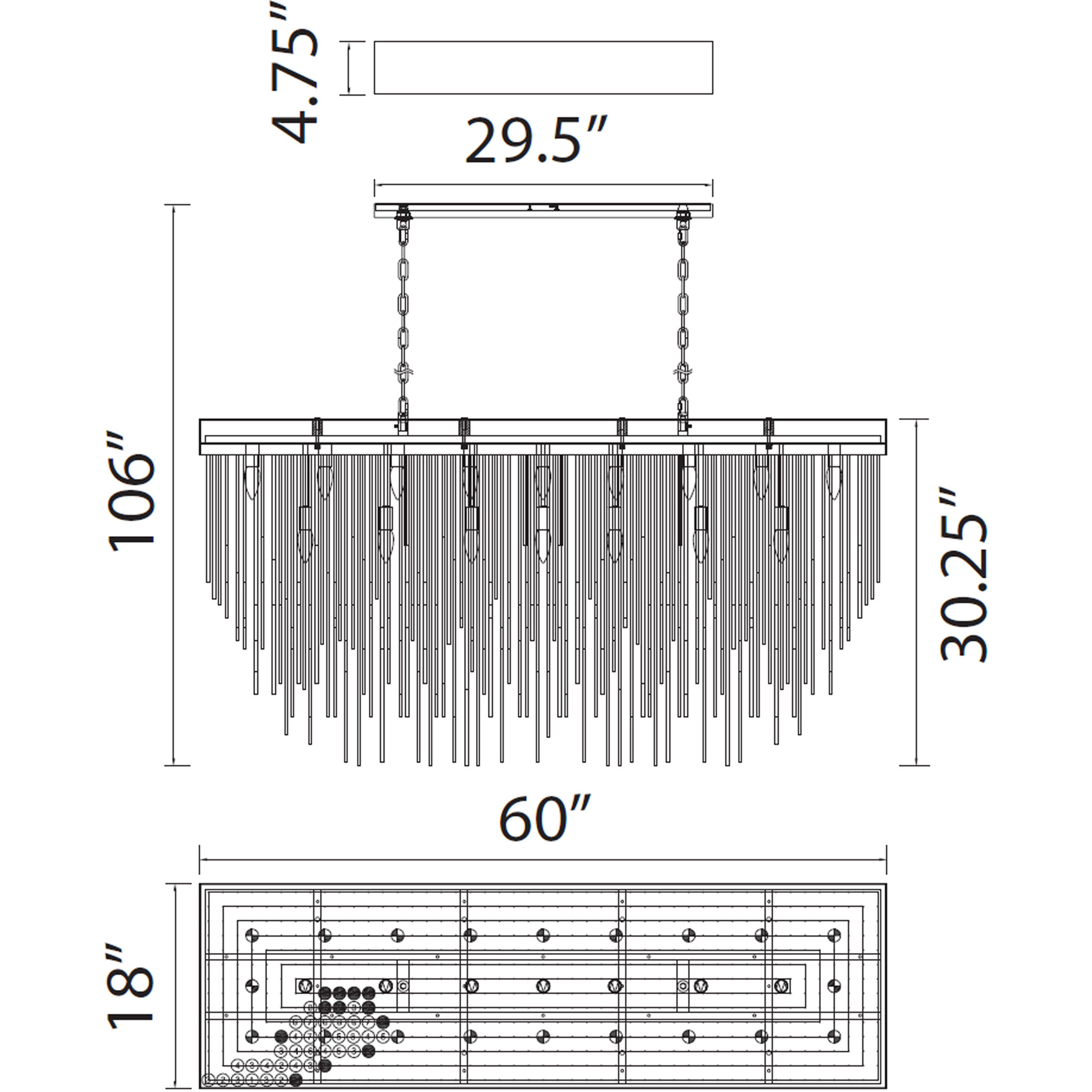 Waterfall 27 Light 18 inch Aged Brass Chandelier Ceiling Light