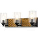 Arcadia 3 Light 22 inch MB Bath Light Wall Light in Matte Black with Gold