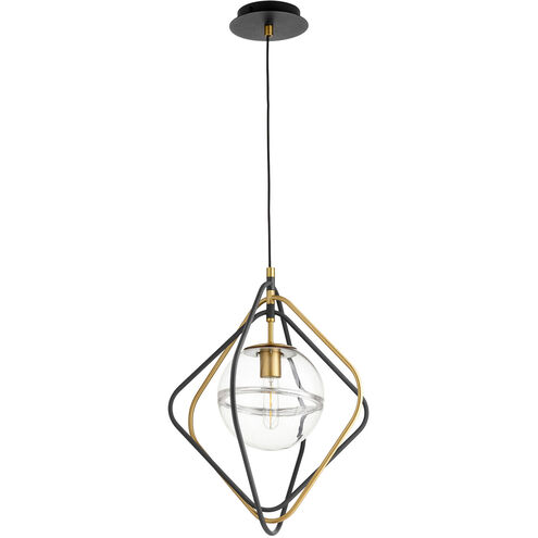 Fort Worth 1 Light 19 inch Noir and Aged Brass Pendant Ceiling Light