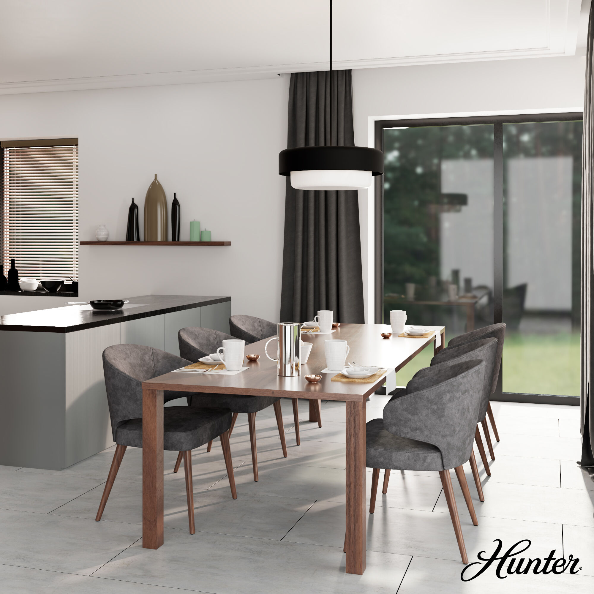 Station 4 Light 24 inch Natural Black Iron Pendant Ceiling Light, Large