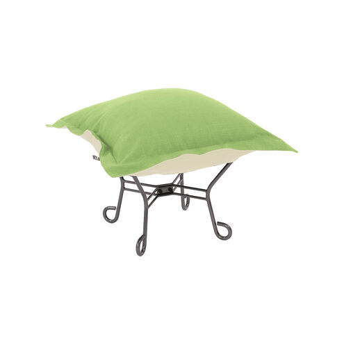 Puff 18 inch Titanium Frame with Linen Slub Grass Scroll Ottoman with Cover