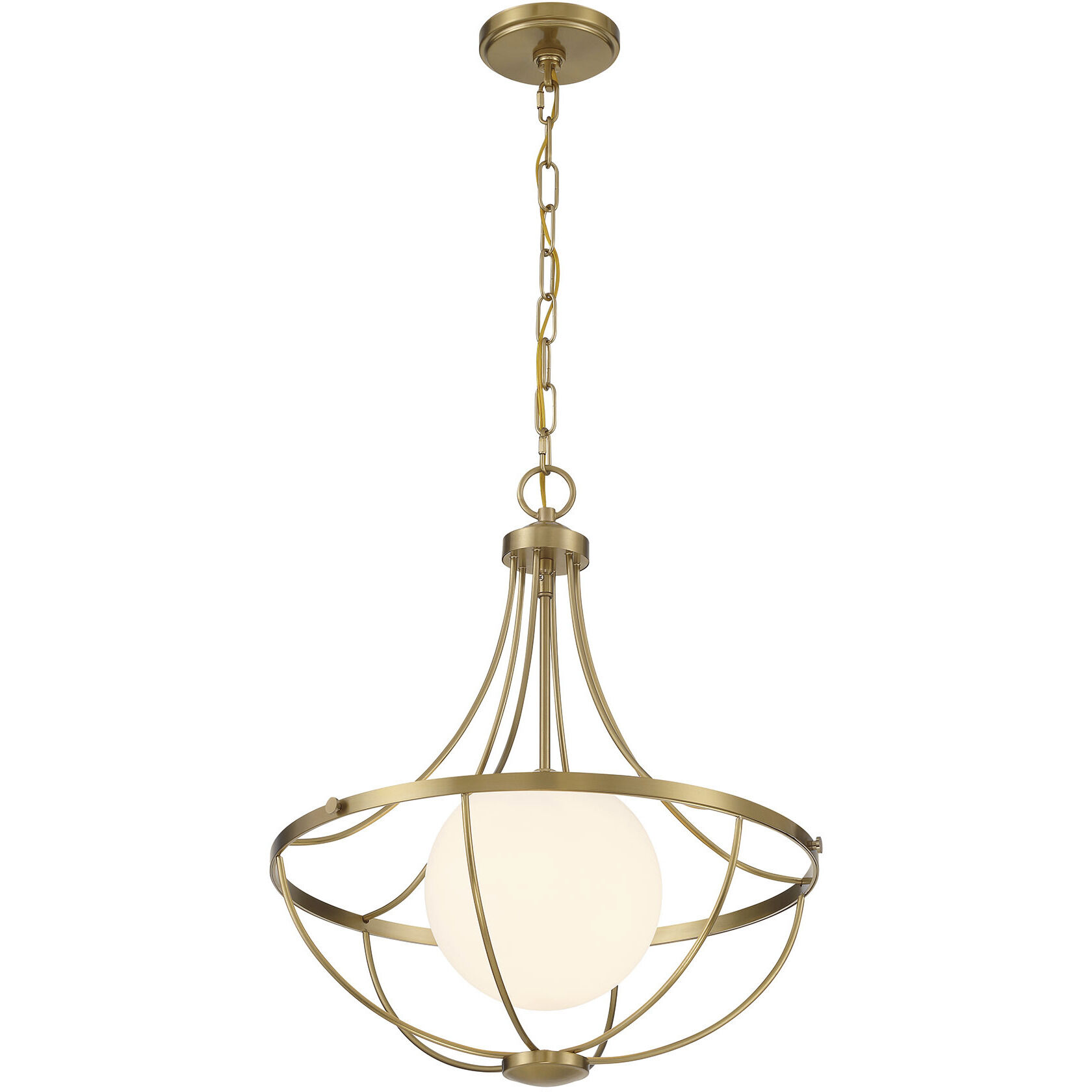 Contemporary 1 Light 18 inch Natural Brass Pendant Ceiling Light