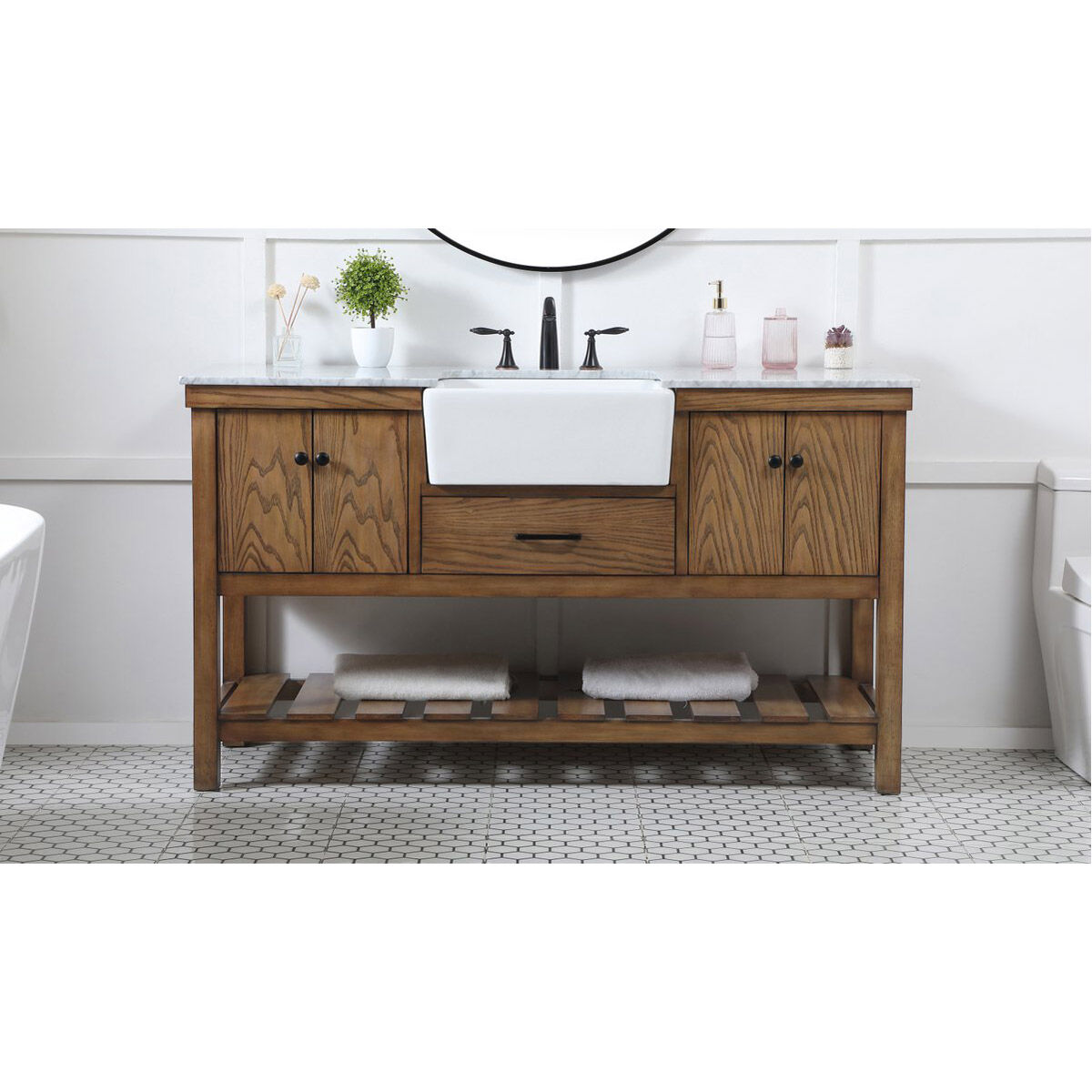 Clement 60 X 22 X 34 inch Driftwood Bathroom Vanity Cabinet
