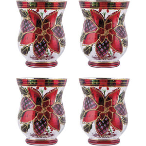 Poinsetta Antique Silver with Red Holiday Votives