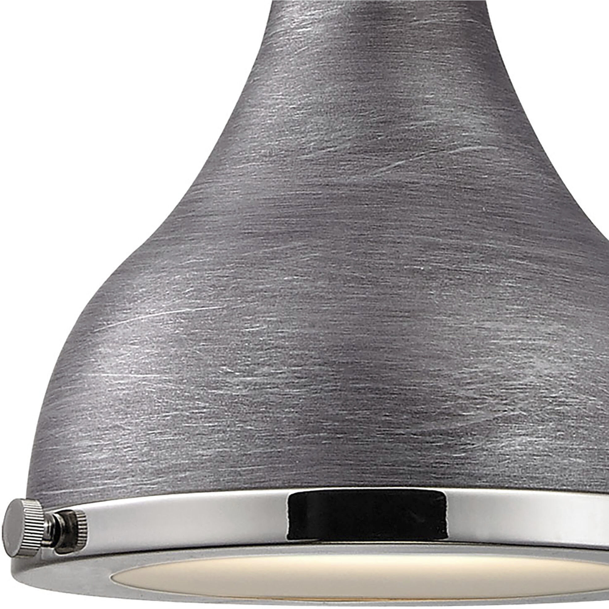 Rutherford 1 Light 9 inch Weathered Zinc with Polished Nickel Mini Pendant Ceiling Light