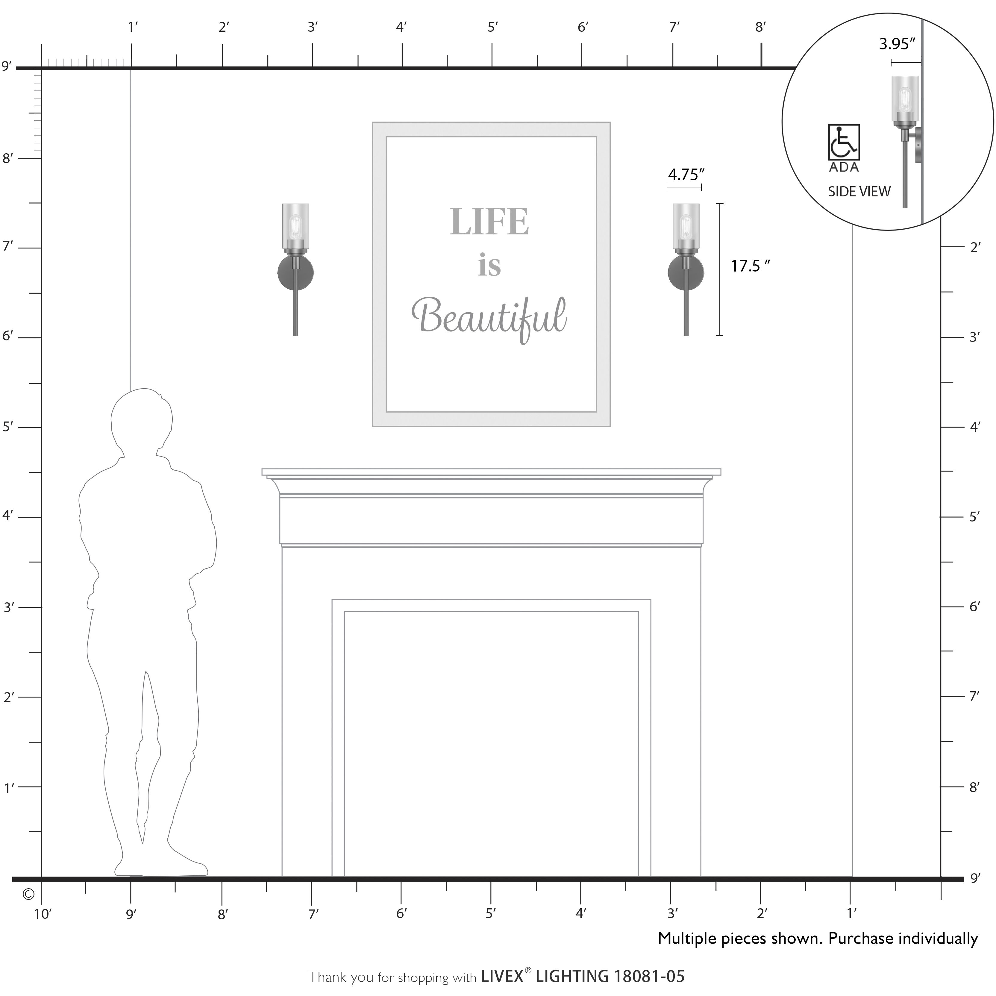 Whittier 1 Light 4.75 inch Polished Chrome ADA Wall Sconce Wall Light, Single