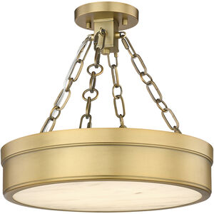 Anders 1 Light 15 inch Rubbed Brass Semi Flush Mount Ceiling Light