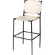 Asher 42 inch Off-White Leather & Black Metal Bar Stool