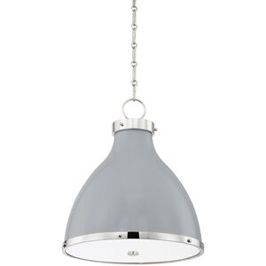 Painted No. 3 2 Light 16 inch Polished Nickel/Parma Gray Combo Pendant Ceiling Light, Small