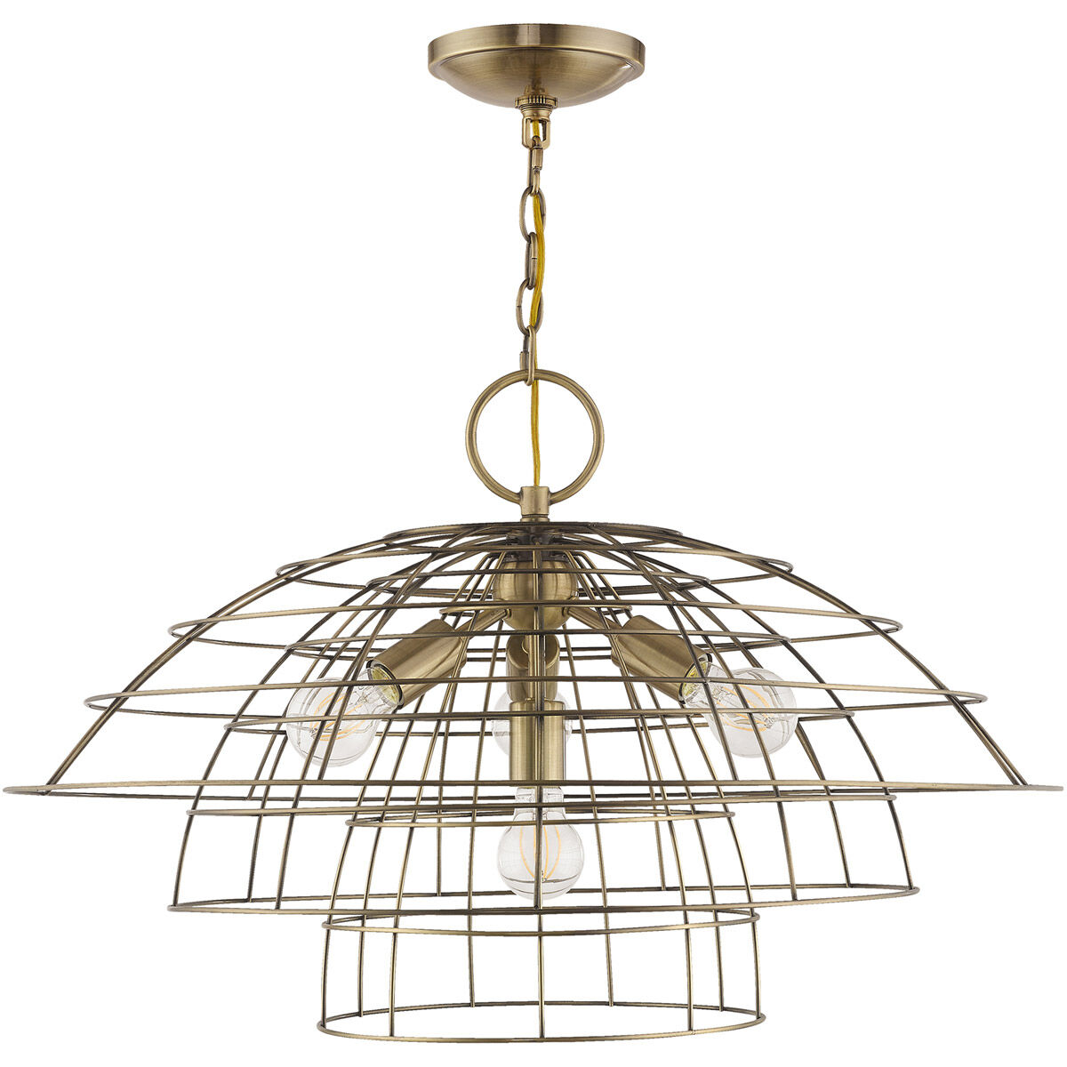 Brooklyn 4 Light 28 inch Antique Brass Chandelier Ceiling Light