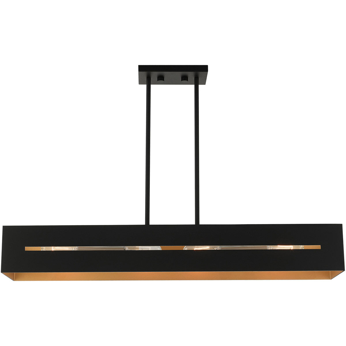 Soma 4 Light 36 inch Textured Black with Brushed Nickel Accents Linear Chandelier Ceiling Light