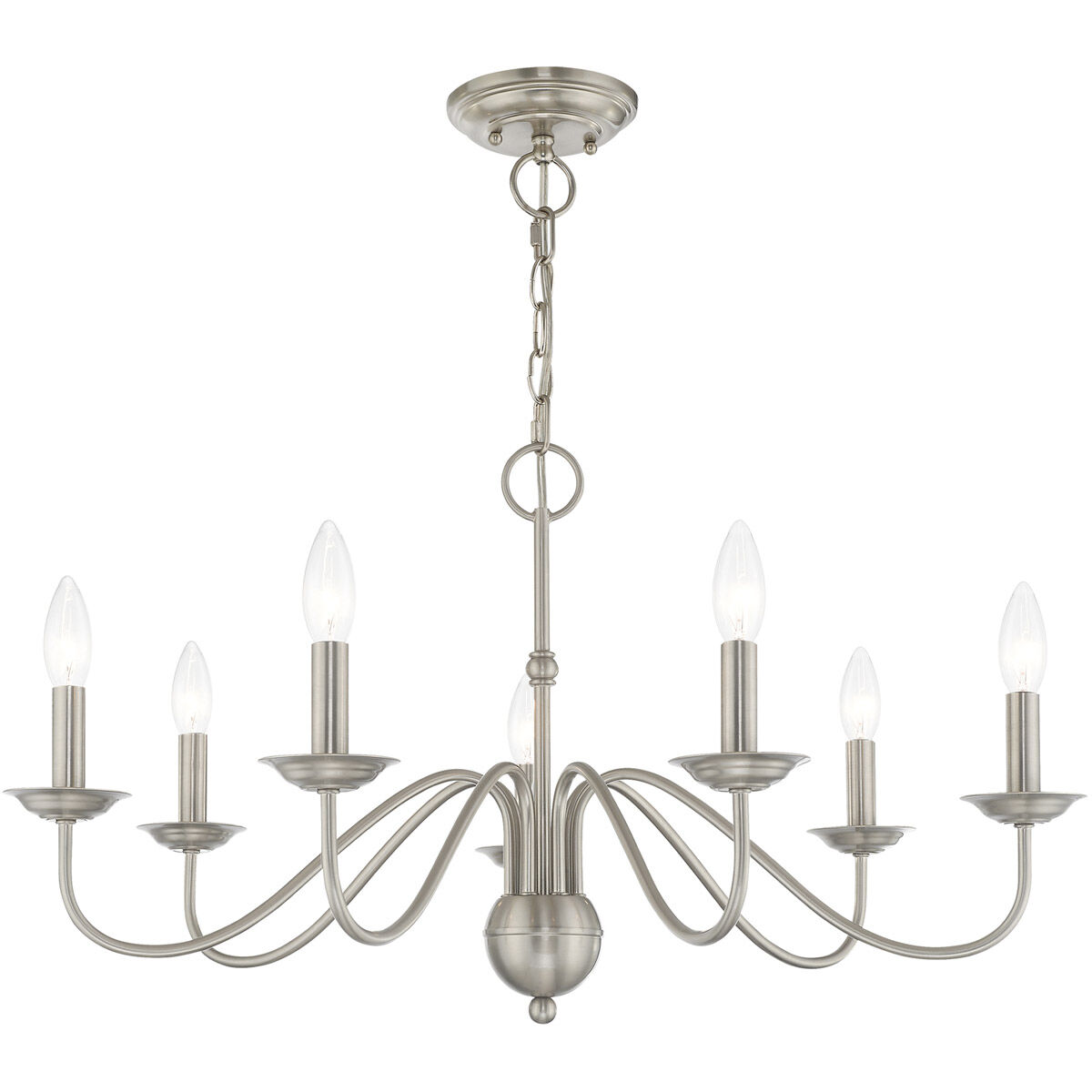 Windsor 7 Light 28 inch Brushed Nickel Chandelier Ceiling Light