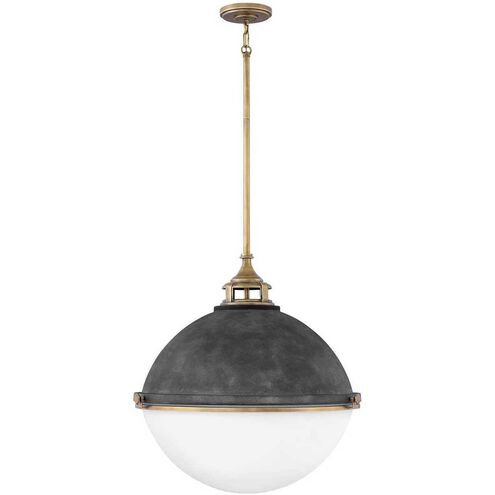 Fletcher LED 22 inch Aged Zinc with Heritage Brass Indoor Chandelier Ceiling Light