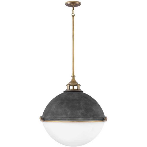 Fletcher 3 Light 22 inch Aged Zinc with Heritage Brass Indoor Chandelier Ceiling Light