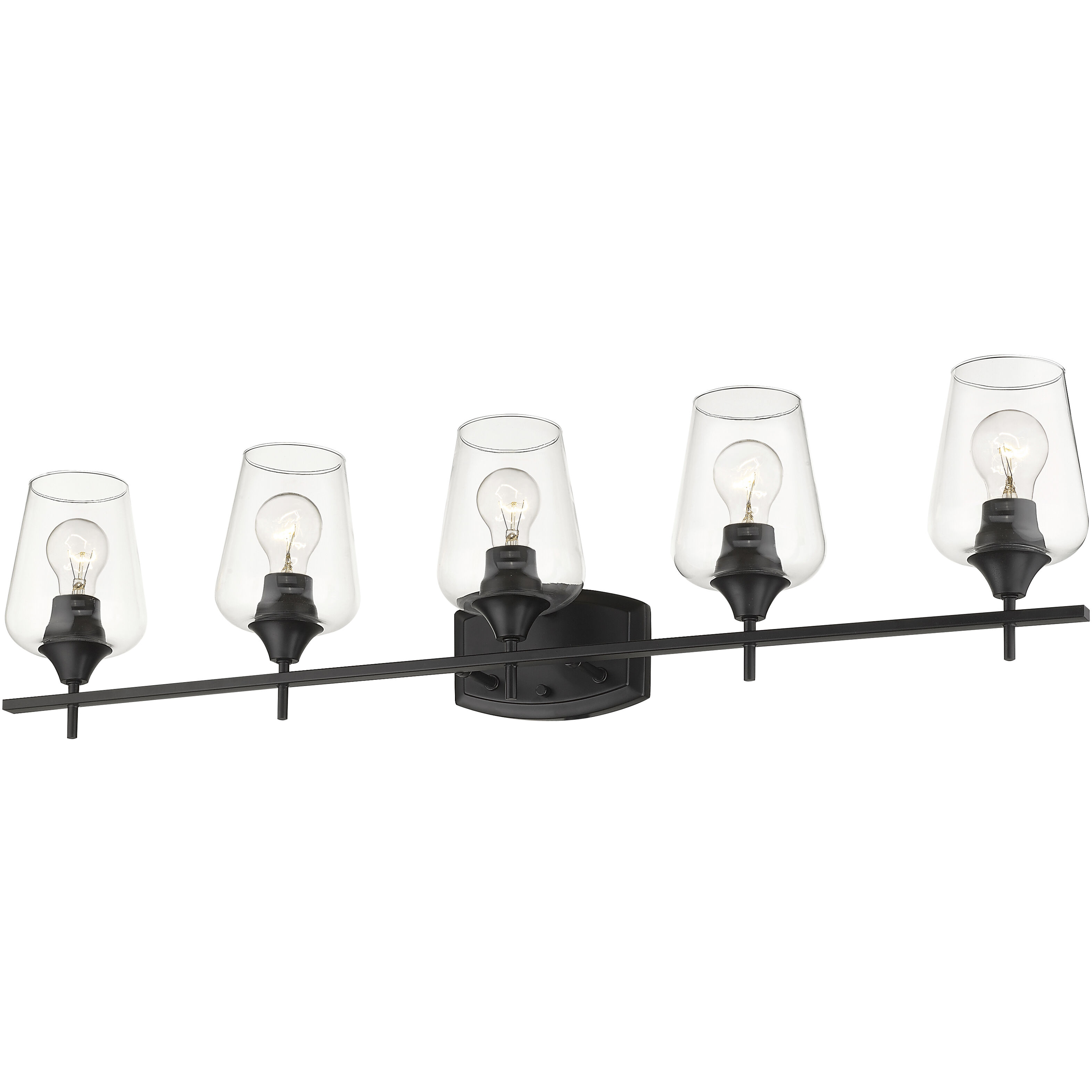 Joliet 5 Light 38 inch Matte Black Vanity Wall Light