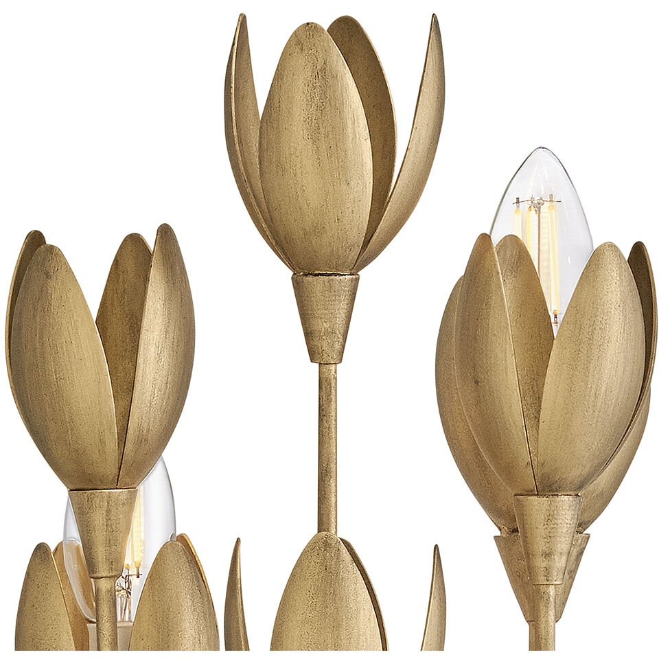 Lisa McDennon Flora 3 Light 7 inch Burnished Gold Sconce Wall Light, Sconce