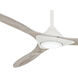 Sleek 60 inch Flat White with Bleached Seasoned Wood Blades Ceiling Fan