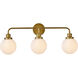 Hanson 3 Light 28 inch Brass Bath Sconce Wall Light