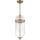 Fathom 3 Light 8 inch Vintage Brass and Clear Pendant Ceiling Light