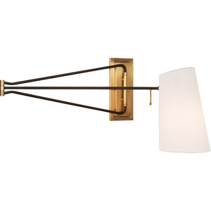AERIN Keil 7 inch 12 watt Hand-Rubbed Antique Brass and Black Swing Arm Wall Light, Large