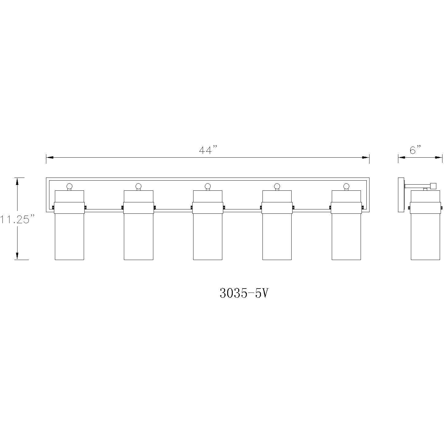 Fontaine 5 Light 44 inch Polished Nickel Vanity Wall Light