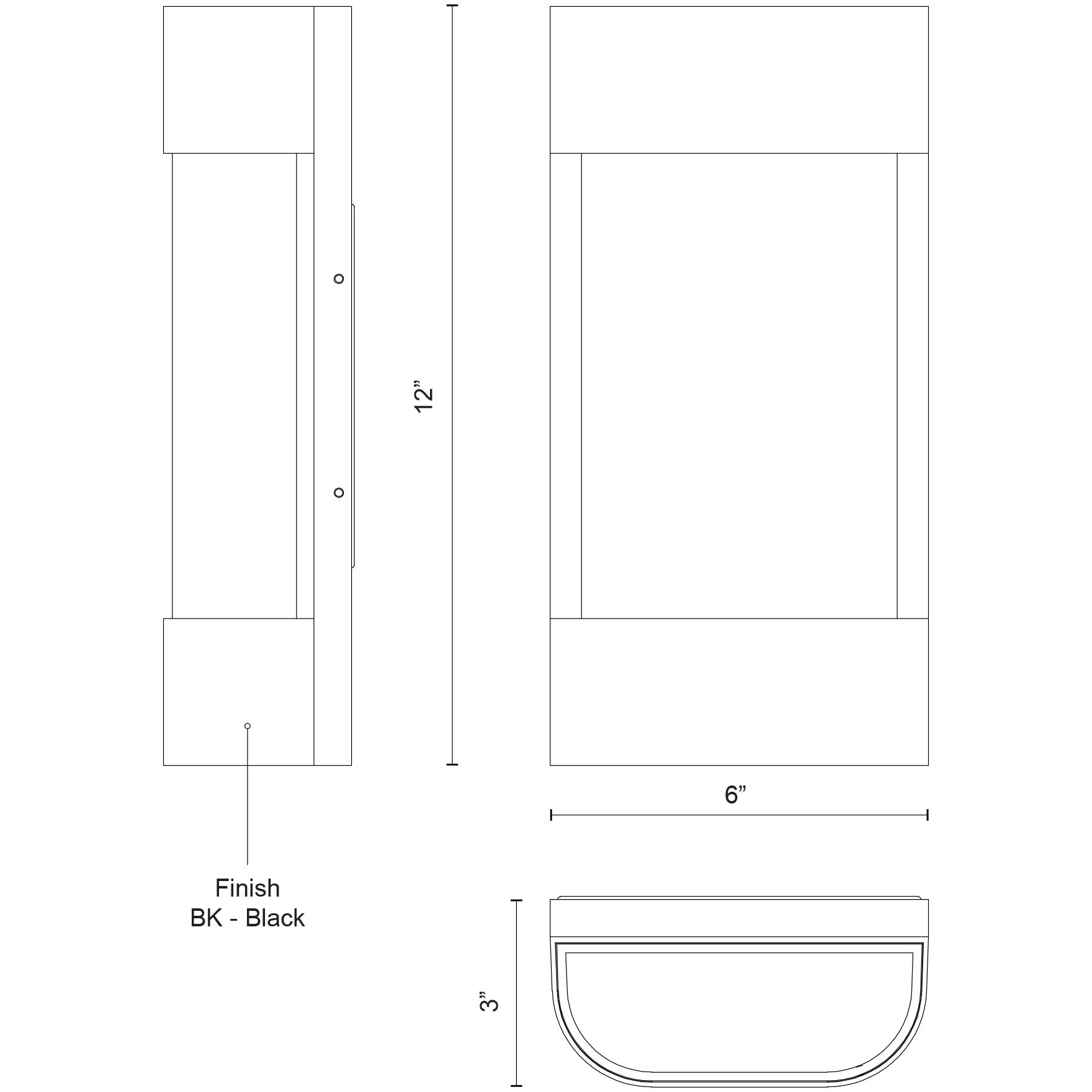 Moondew LED 12 inch Black Exterior Wall Sconce