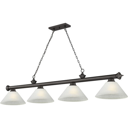 Cordon 4 Light 81.25 inch Bronze Billiard Ceiling Light in White Linen Glass