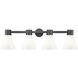 Lawton Cone 4 Light 34 inch Matte Black Bath Vanity Light Wall Light in Gloss White Glass
