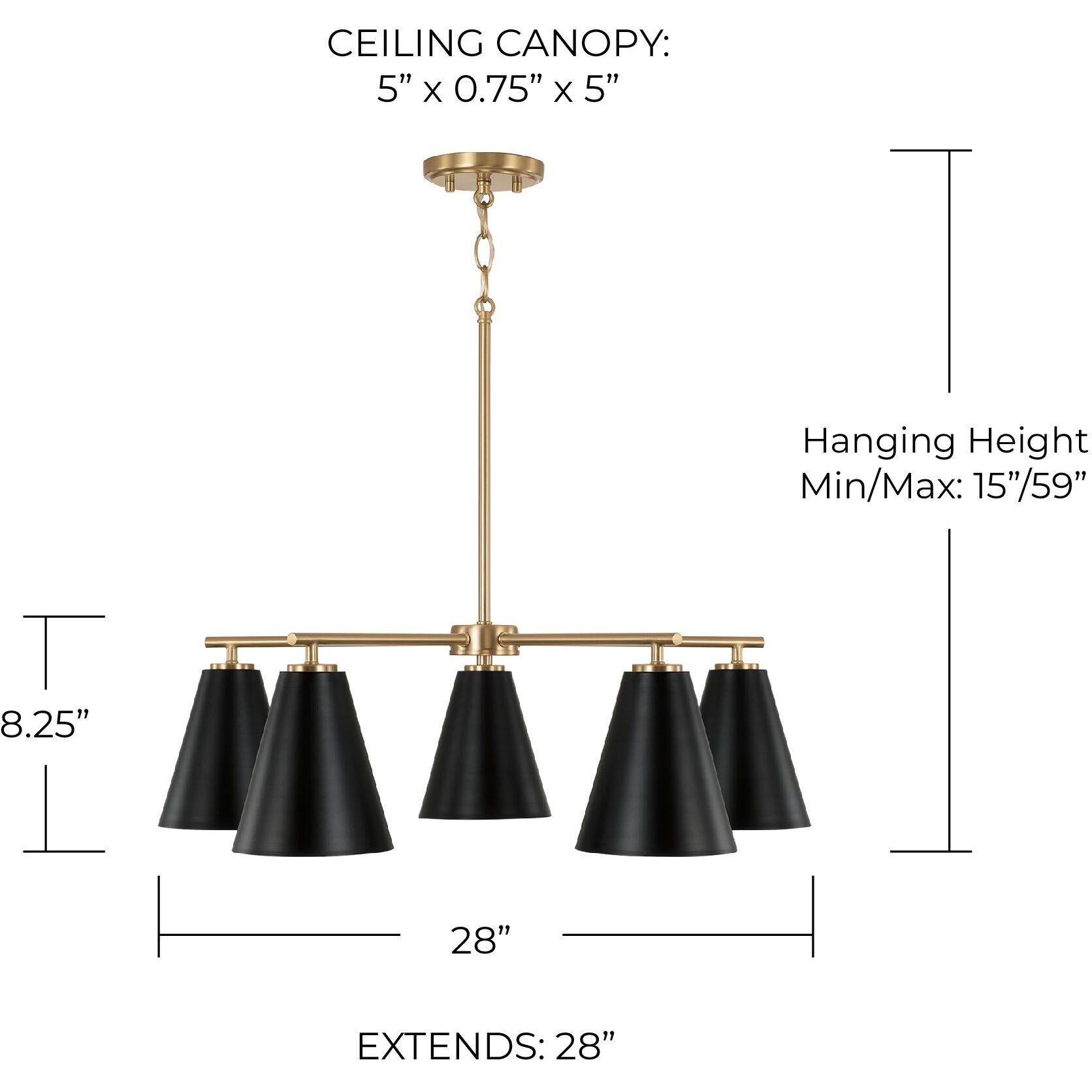 Charlie 5 Light 28 inch Matte Brass Chandelier Ceiling Light in Matte Black with White Interior