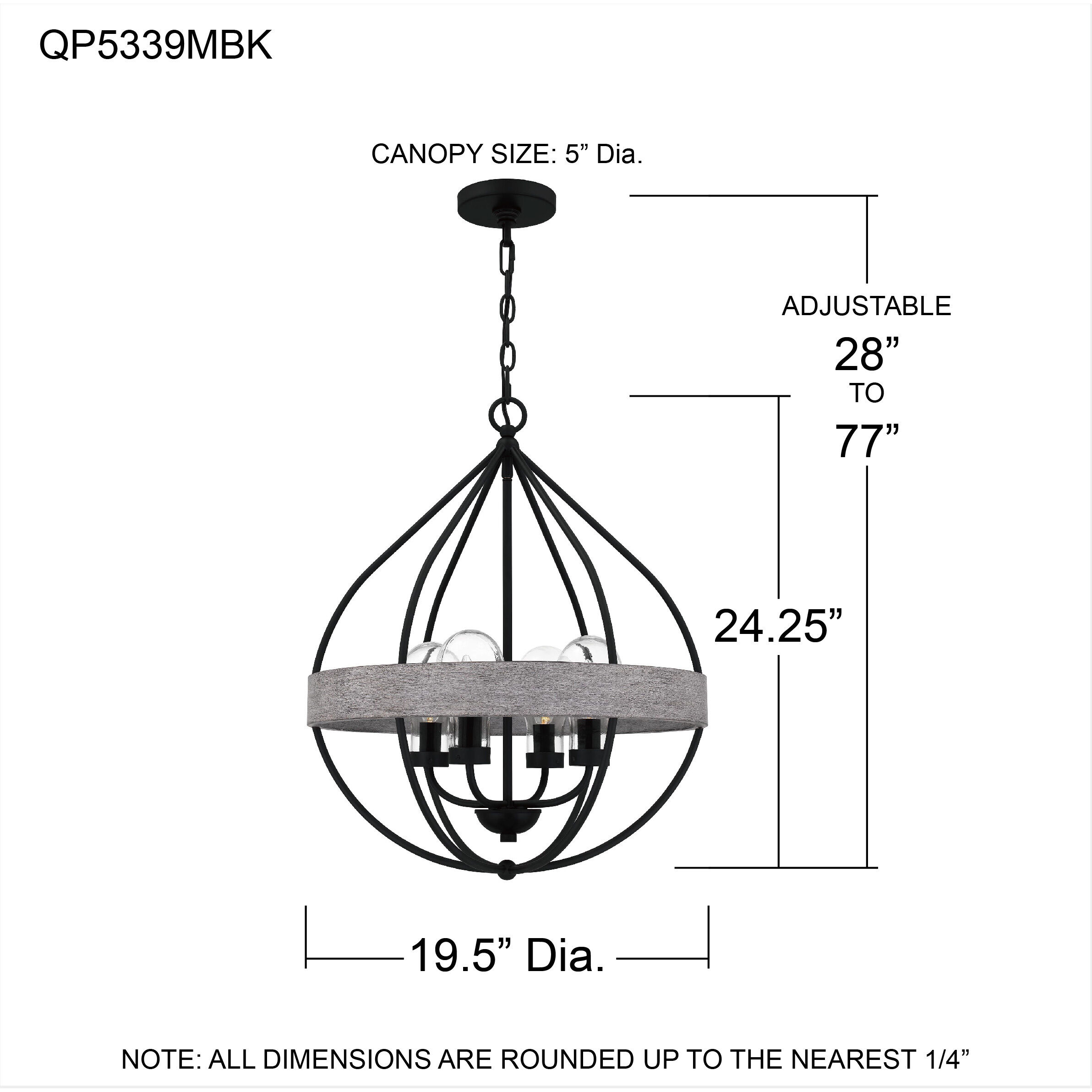 Tansy 4 Light 19.5 inch Matte Black Pendant Ceiling Light
