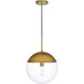 Eclipse 1 Light 14 inch Brass Pendant Ceiling Light