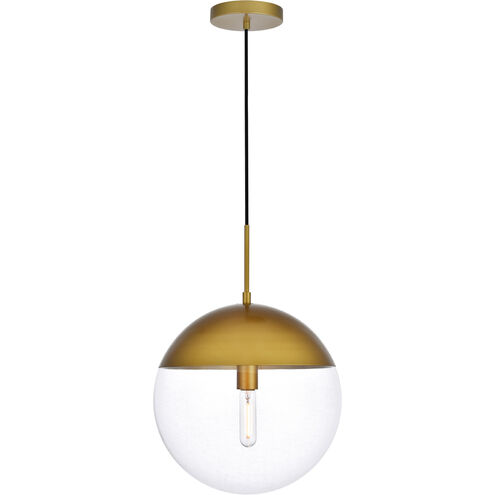 Eclipse 1 Light 14 inch Brass Pendant Ceiling Light