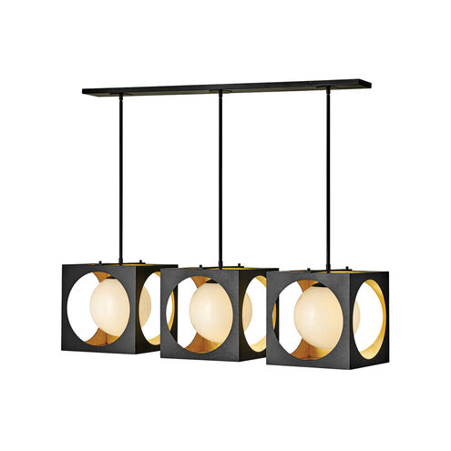 Vega 3 Light 47.25 inch Anvil Black/Gilded Gold Chandelier Ceiling Light