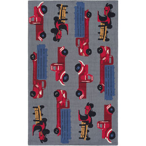 Tic Tac Toe 114 X 90 inch Gray and Red Area Rug, Wool