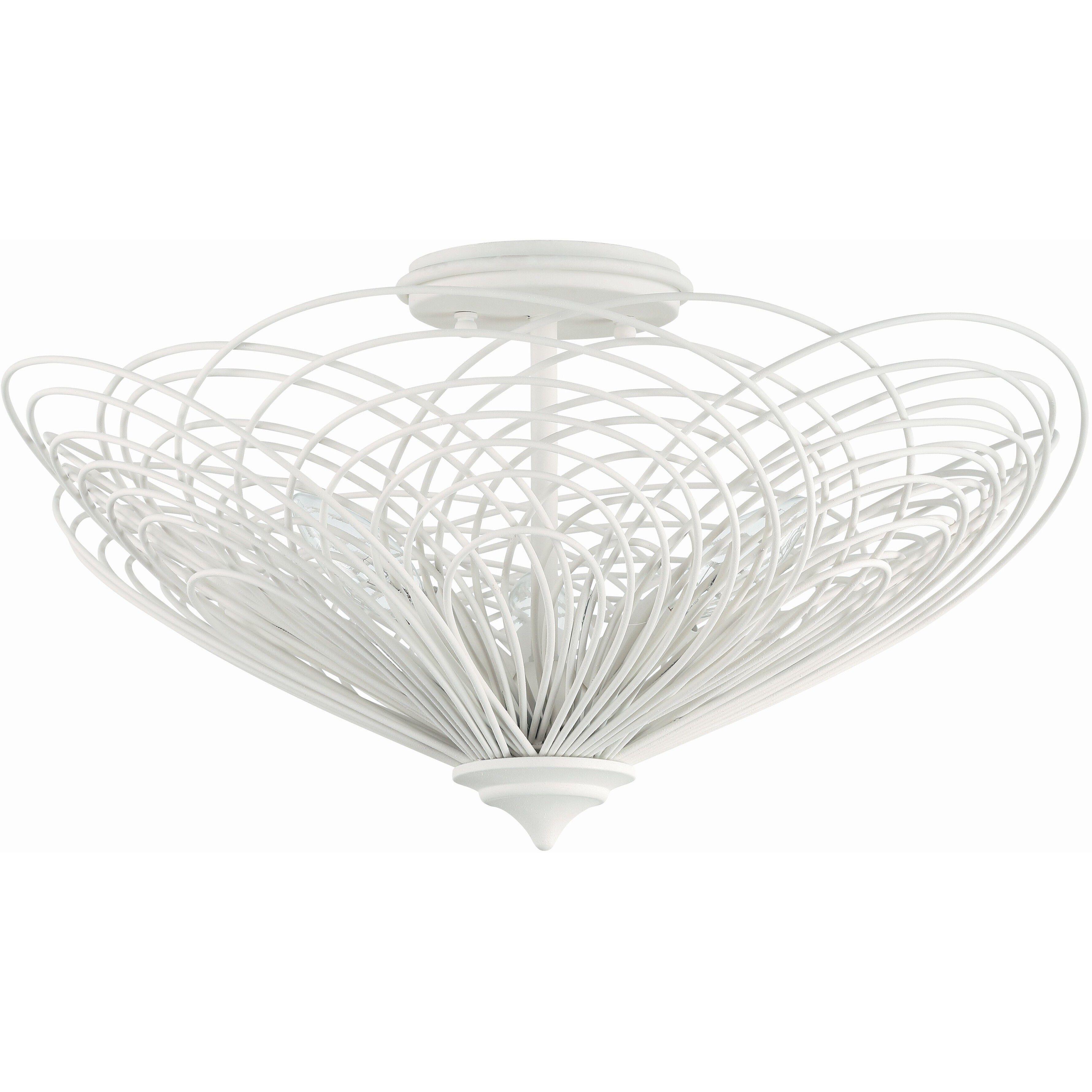 Doral 3 Light 19 inch Matte White Semi Flush Ceiling Light
