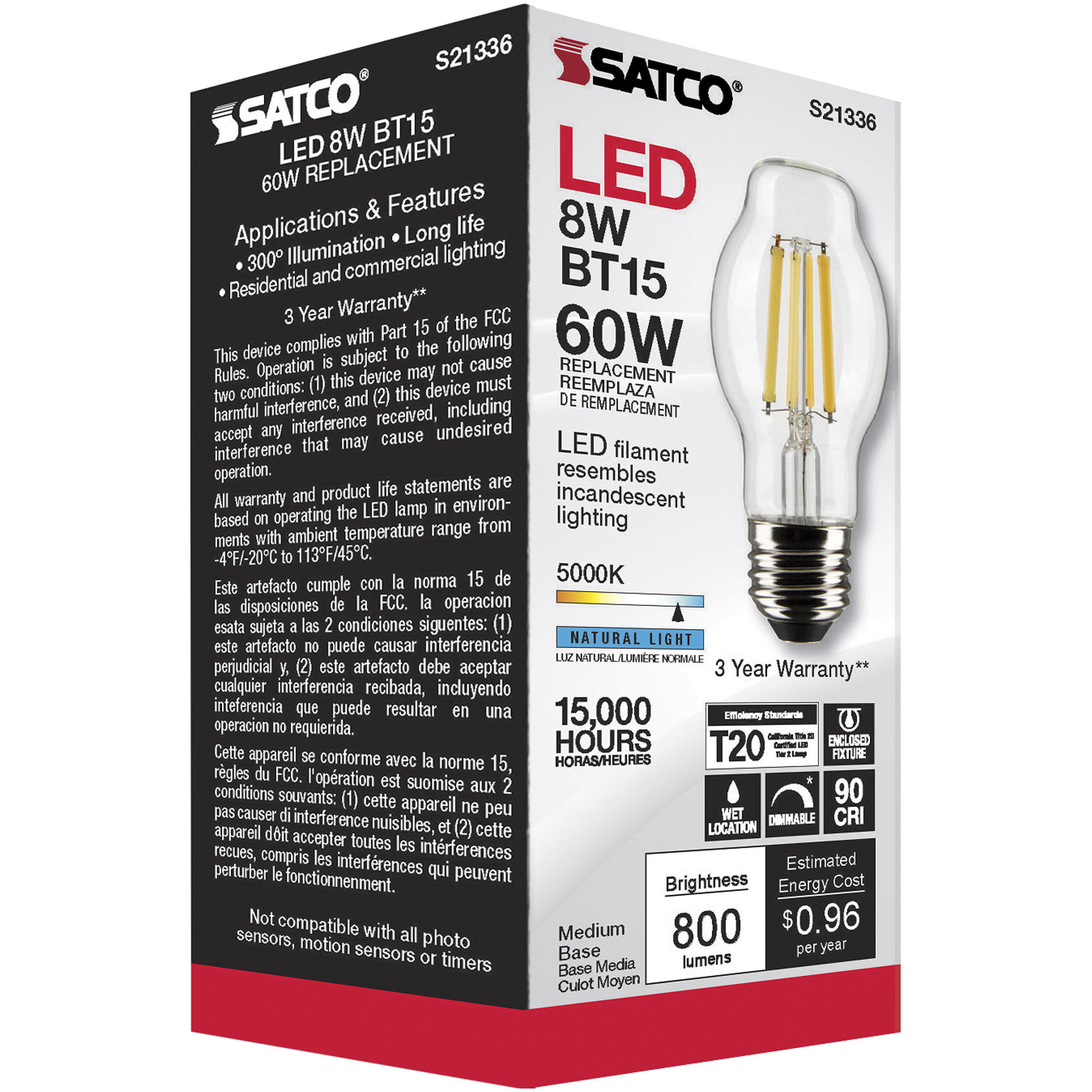 Lumos LED Medium Medium 8.00 watt 5000K LED Filament