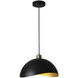 Luna Bella 1 Light 14 inch Matte Black and Weathered Brass Pendant Ceiling Light