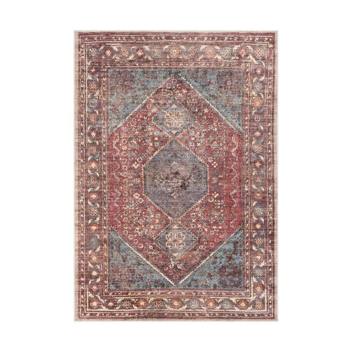 Ivory 87 X 63 inch Dark Plum Rug, Rectangle