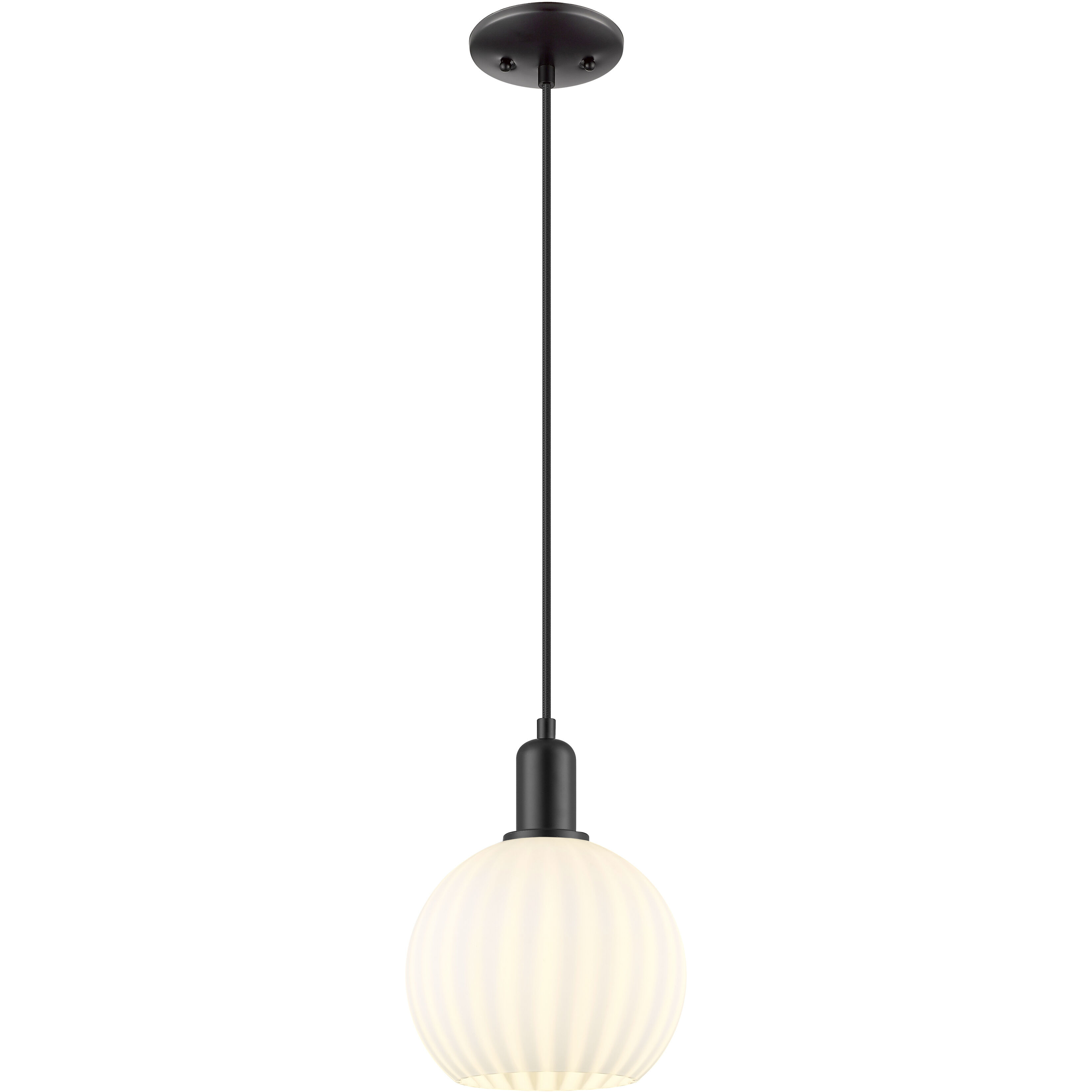 Arcadia White Venetian 1 Light 8 inch Matte Black Mini Pendant Ceiling Light