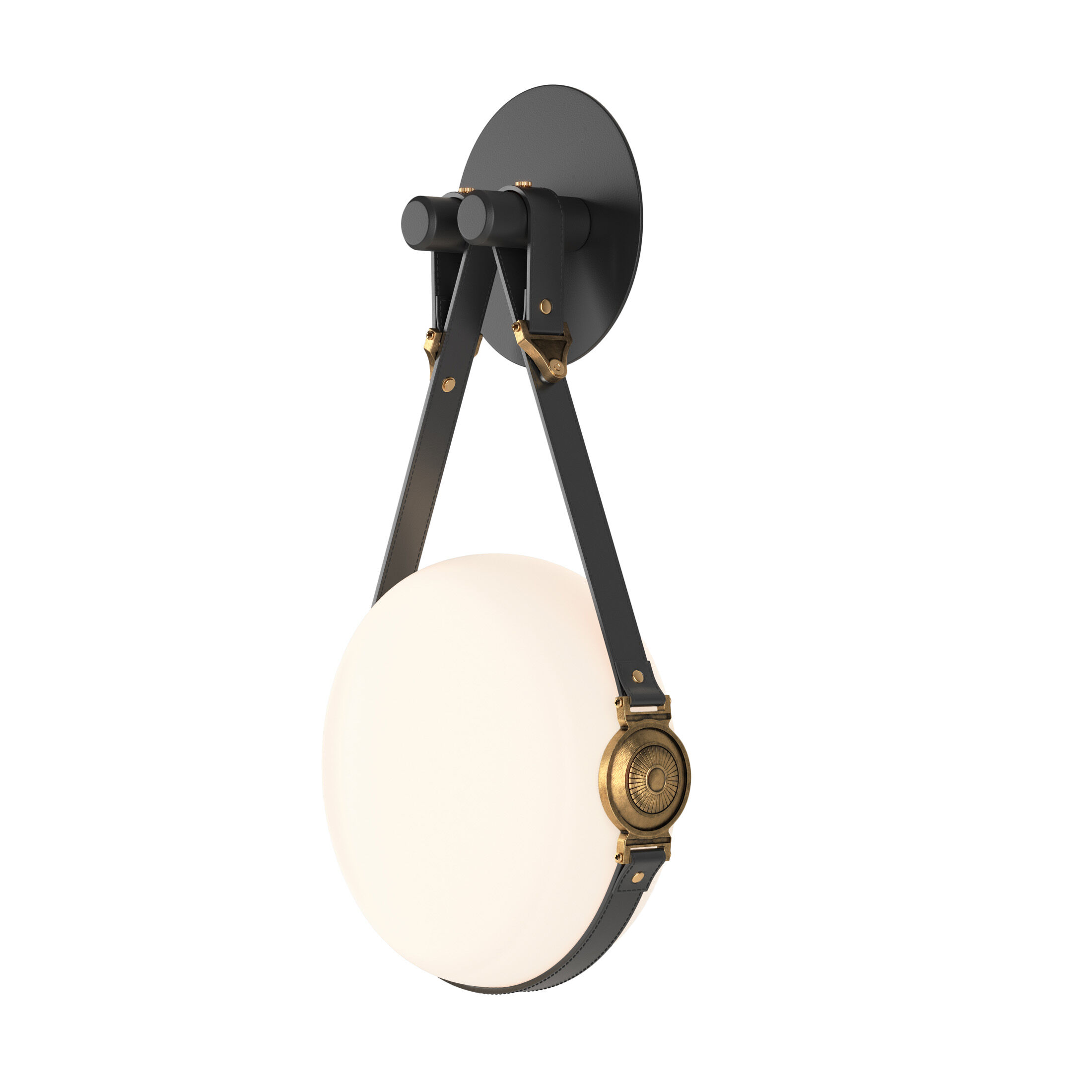 Derby LED 10.9 inch Black and Polished Nickel ADA Sconce Wall Light in Leather British Brown Non Branded Plate Black Polished Nickel