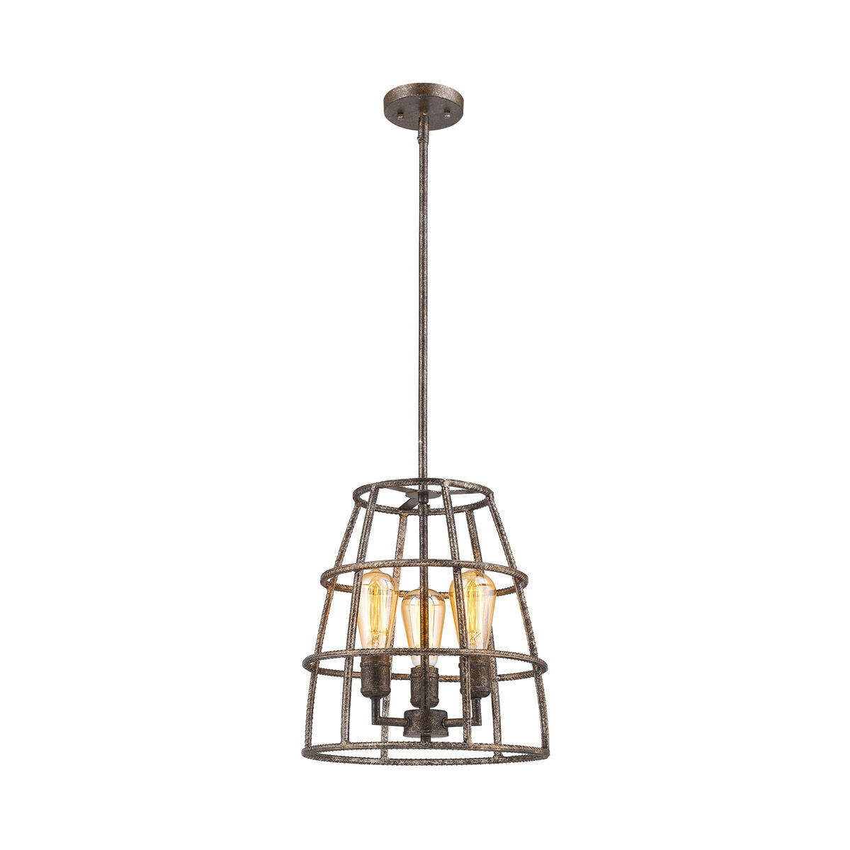 Rebarre 3 Light 13 inch Antique Silver Pendant Ceiling Light