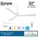 Simple 52 inch Flat White Outdoor Ceiling Fan
