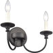 Cecil 2 Light 14 inch Matte Black with Off White Vanity Light Wall Light in Matte Black and Off White